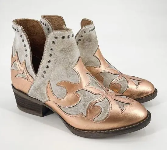 Corral Circle G Copper Overlay Cut Out Ankle Boots Booties Size 5.5