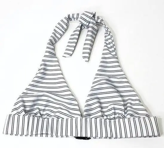 Halter Bikini Top M 8 Striped White Black Tie Neck Size M