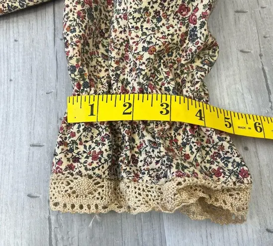 Vintage Handmade 3/4 Sleeve Zipper Back Floral Modest Boho Prairie Costume Dress