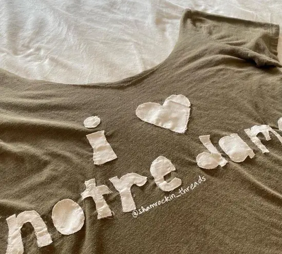 khaki sage green and white patchwork Notre Dame shirt size XL