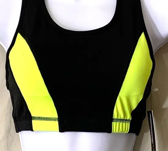 BCBGMAXAZRIA BCBG MaxAzaria Sports Bra Black Yellow Racer Back