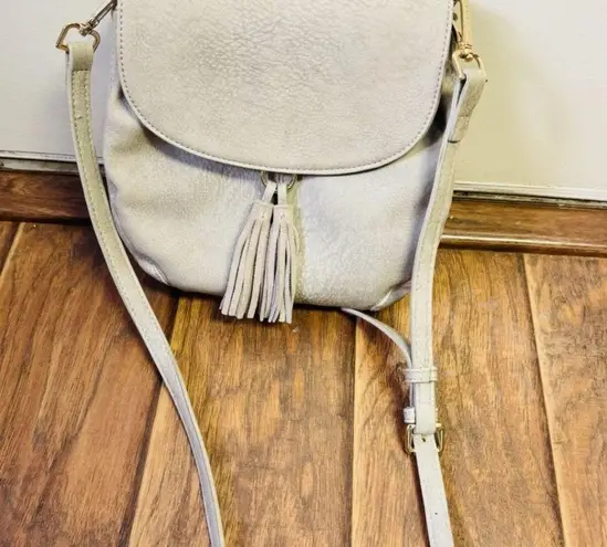 Street Level gray faux suede cross body/shoulder bag/purse with adjustable strap