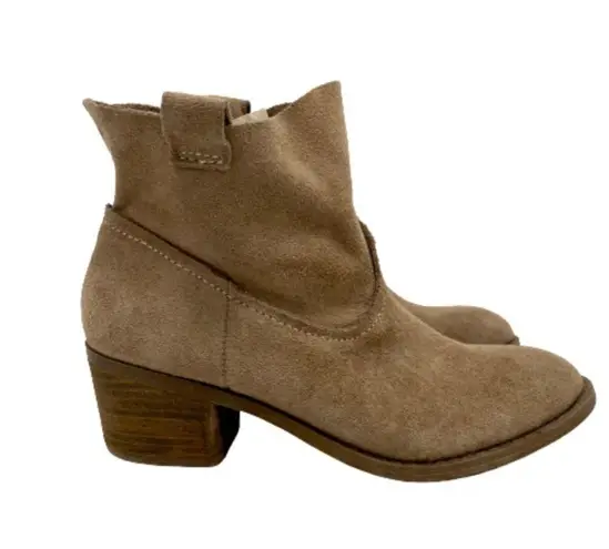 Carlos Santana Leighton Suede Ankle Boot Tan Block Heel Women’s Size 8.5
