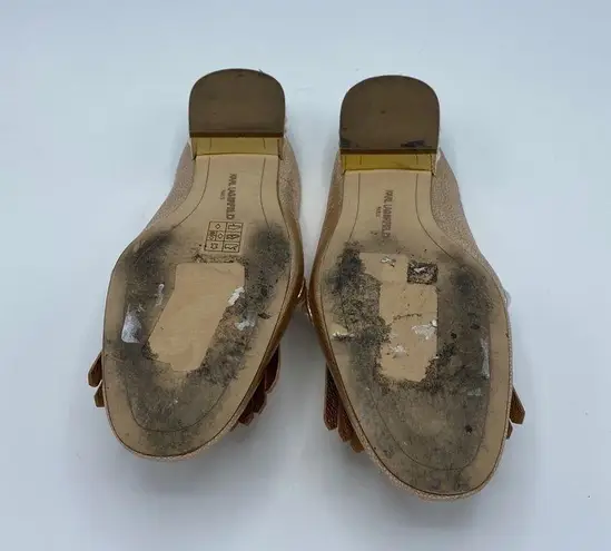 Karl Lagerfeld gold Leather mule slides pearls