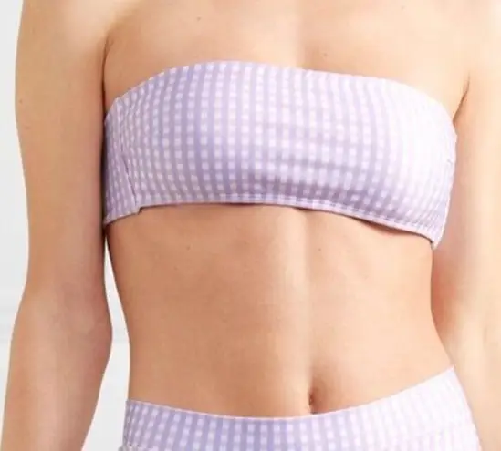 Peony Gingham Bikini Top strapless bandeau tie back womens Purple (size 8) swim