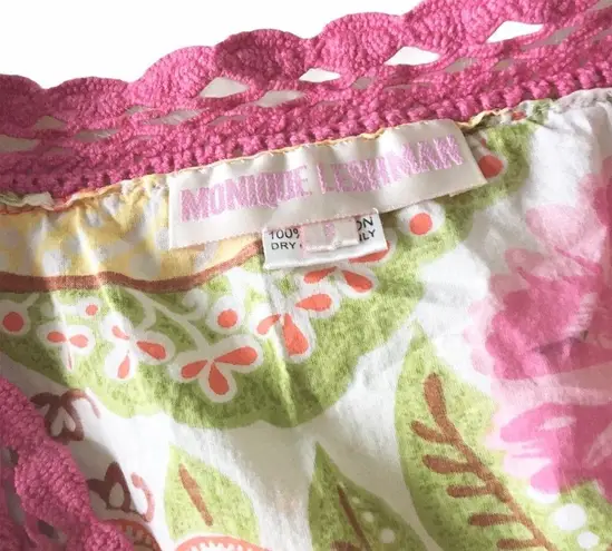 Monique Leshman š Floral Print Pom Pom Tunic Top š Fuchsia Pink Spring Yellow