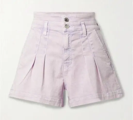 Veronica Beard  Jaylen Pleated Denim Shorts Women 0/25 Lavender Wash High Rise