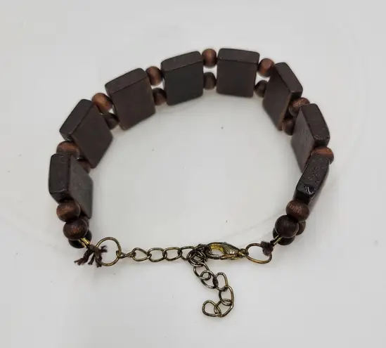 Vintage The Legend of the Dreamcatcher Wooden Native American Tile Bracelet 7" Brown