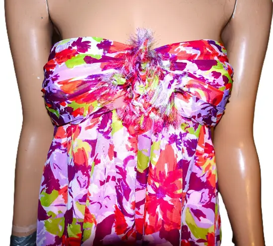 Twenty One Multi Colored Floral Strapless Dress S