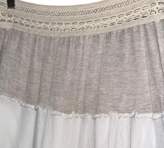 Mystree Women’s Size M Tan Cream Colorblock Layered Gauzy Long Maxi Skirt