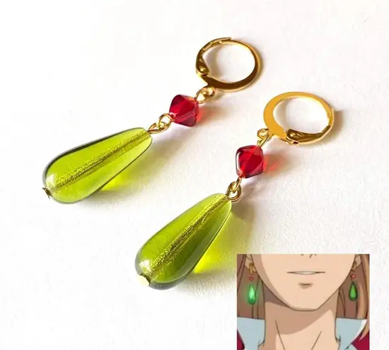 Handmade quality Czech glass beads dangle earrings🌙🌿❤️