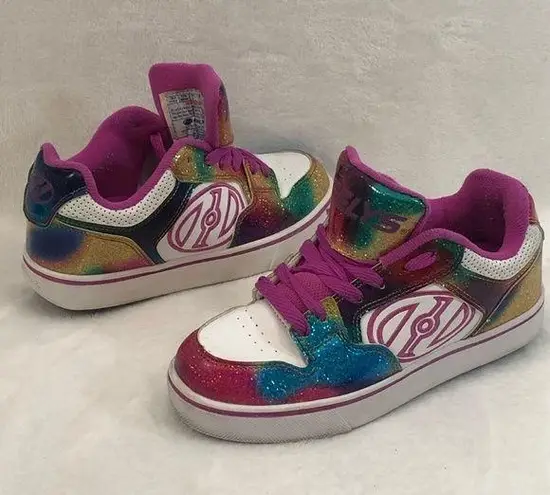 Heelys Motion Plus 77061 White Rainbow Glitter Uni Skate Shoes Youth 4 Women’s 5