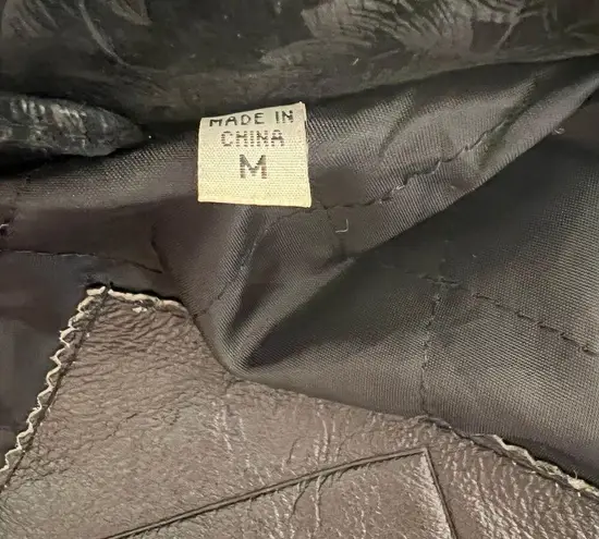 Preston & York Black Leather Floral Embossed Jacket Women's Size Medium