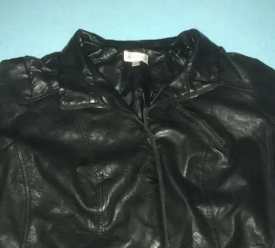 AVENUE faux leather zip up moto jacket 3 zipper pockets size 22/24 Black