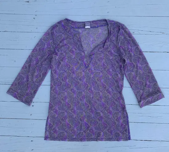 Hanky Panky Vintage  Purple Paisley Sheer Top Coverup