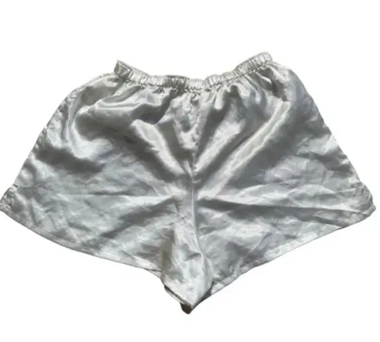 Vintage Valege White Satin pajama shorts medium lingerie sexy boudoir pinup