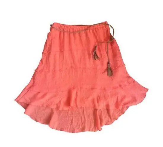 A Byer Y2K Tiered Asymmetric Skirt Leather Sash Belt M Medium Cowgirl Western