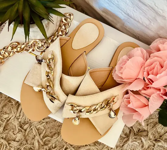 Boutique Faux Suede Chain Sandals