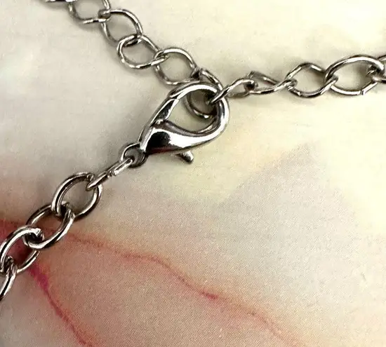 Multi beaded silver tone statement necklace