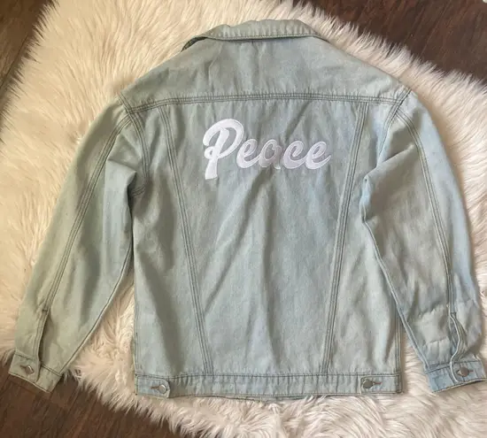 Tic Toc Oversized Embellished Denim Jacket Blue