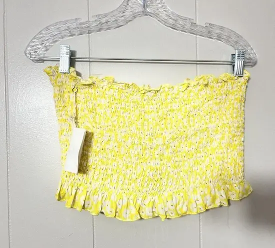 MISS SELFIE Yellow Floral Cropped Shrug Blouse Size XL EUC Gold