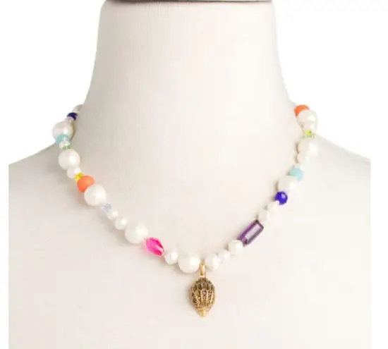 Kurt Geiger Eagle Charm Pearl Beaded Necklace