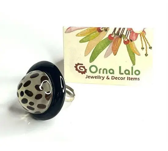 NEW Lalo Resin BUBBLE RING Polka Dot Animal Print 1.25" Round Adjustable Size