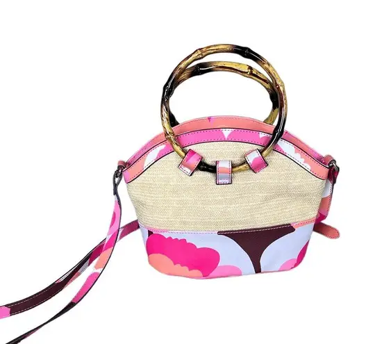 Trina Turk NWT  Crossbody Rainbow Petals Purse Natural Pink