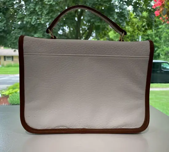 White Stag Vintage Purse | Cream & Tan Faux Leather Box Bag