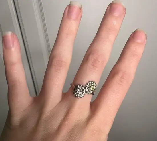 Sunflower Toi Et Moi Diamond Peridot 14k White Gold Ring 5