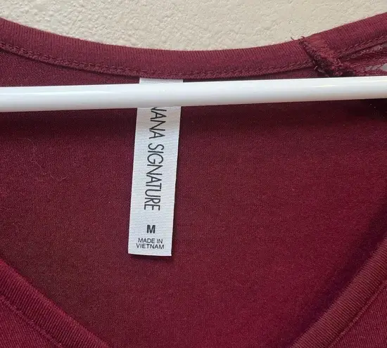 Zenana Outfitters 2/$12 Signature Women’s Burgundy Lace Short Sleeve Tunic Long Blouse M