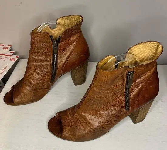 Paul Green Soft Leather Peep Toe Heeled Booties