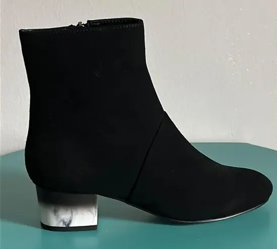 Halston Heritage New in Box Trendy Olga Black Suede Chunky 1.5” Heeled Booties