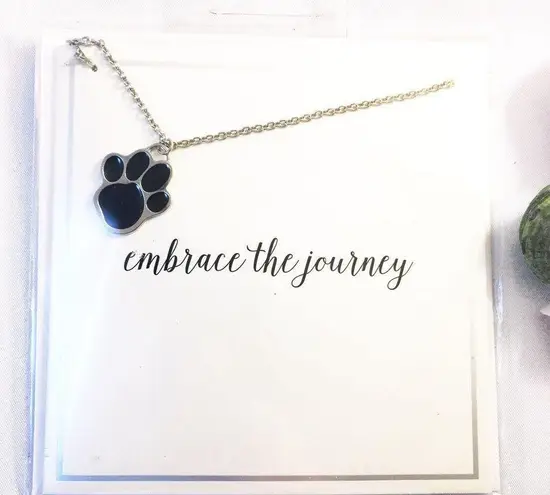 MM BOUTIQUE Paw Print Charm Inspirational Necklace Gift Embrace the Journey Pet Black