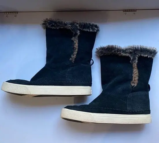 Toms  Vista Faux Fur Lined Suede Black Pull On Boots