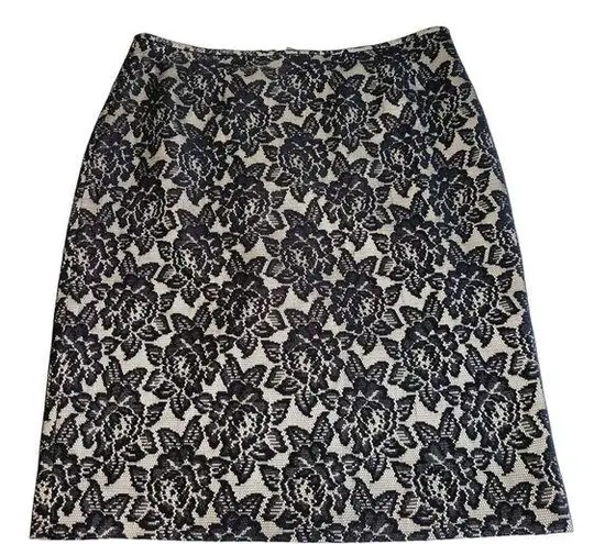 Black Label  By Evan Picone Womens Lace Floral Pencil Skirt Plus Size 14