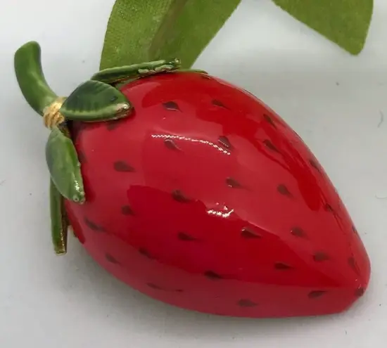 Vintage 1970s Originals by Robert Red Enamel Strawberry Brooch