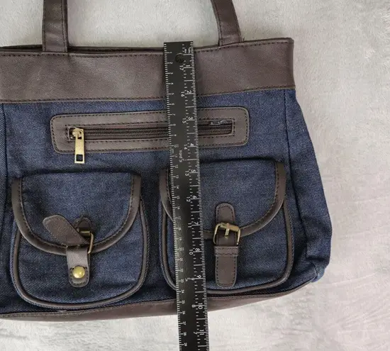 Gold Coast Blue Denim Faux Leather Shoulder Bag