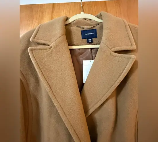 Lands’ End Camel Long Coat Wool Blend Double Breasted Women’s Plus Size 26W 26 W