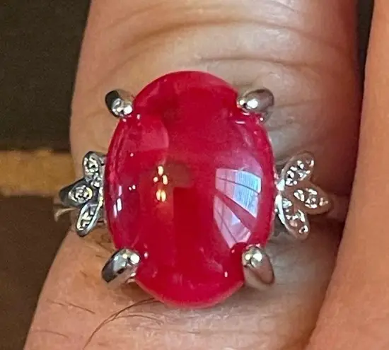 Red sapphire S925 silver ring size 6.5