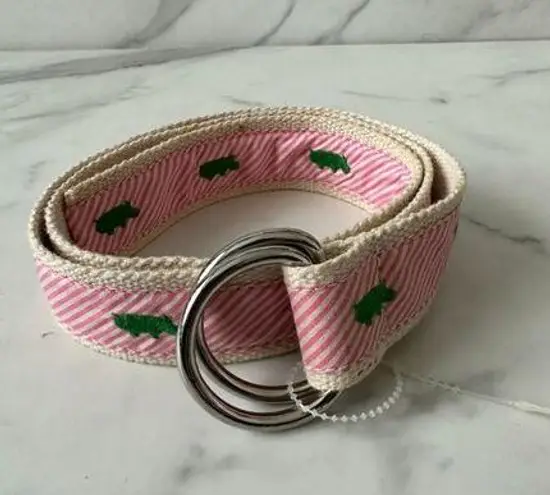 J.Crew  Pink Green Hippo Print Belt Size Small/Medium