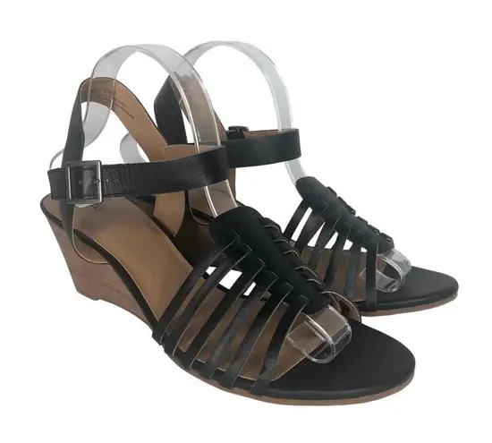 Susina Black Terra Wedge Sandals