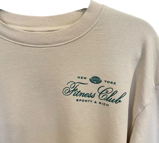 Sporty & Rich New York Fitness Club Crewneck Sweatshirt In Cream Size M