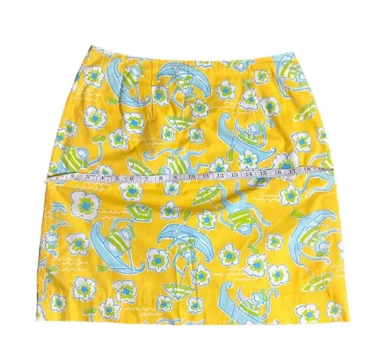 Lilly Pulitzer  Les Monkey Print Yellow Skirt Size 6 Vintage White label