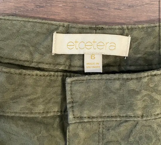 Etcetera Green Cheetah Print Straight Leg Pants