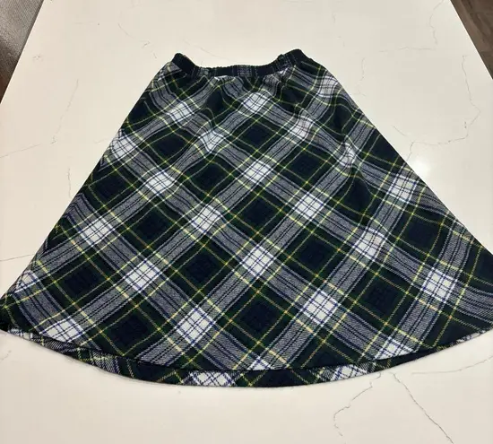 Ecco Bay Plaid Midi vtg 70s skirt green and navy blue size M Size M