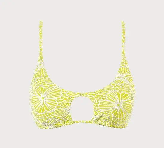 Berlook Light Green Floral Jacquard Cut Out Bikini Top ONLY 64 Yellow Size L