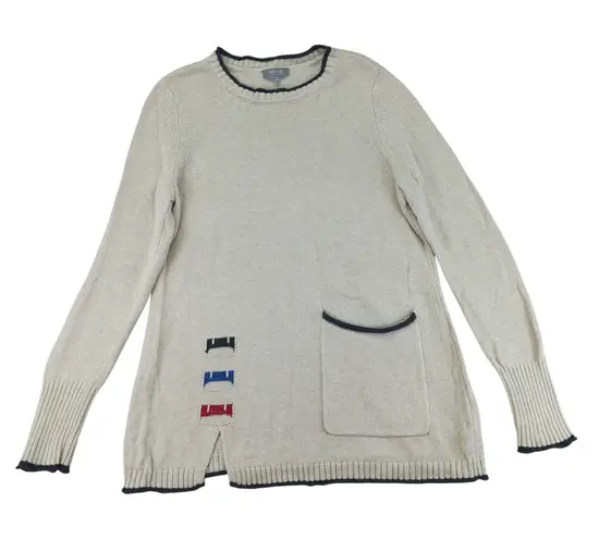 Habitat Womens Sweater Small Beige 100% Cotton Crew Neck Pullover 83021 Natural