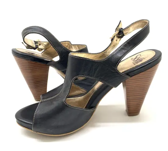 Sofft Black Leather slingback heel Sandal Size 10