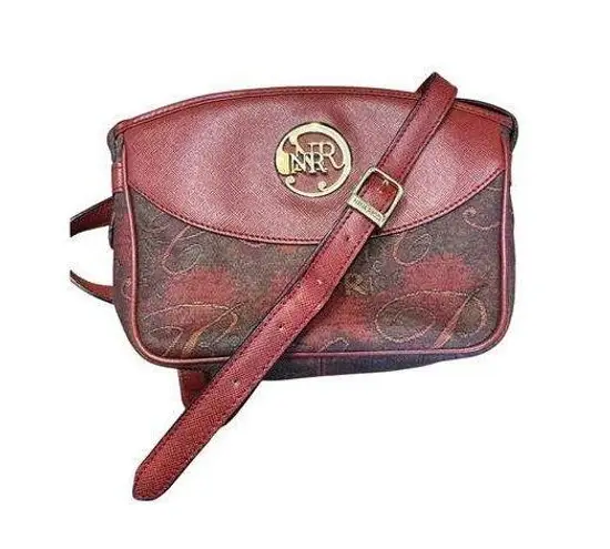 VINTAGE NINA RICCI Leather Cross Body in Red Hues with Gold+Silver Hardwear
